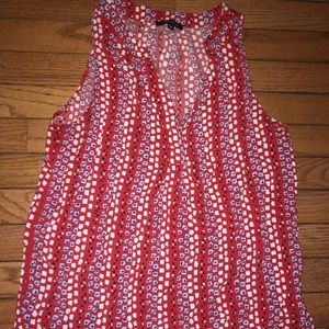 Red white and blue blouse